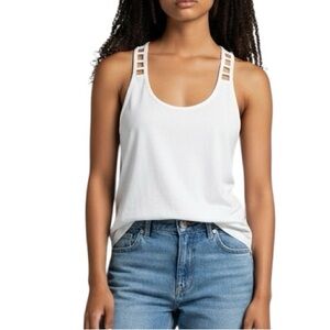 Loeffler Randall linen blend off white tank top size 0 excellent condition